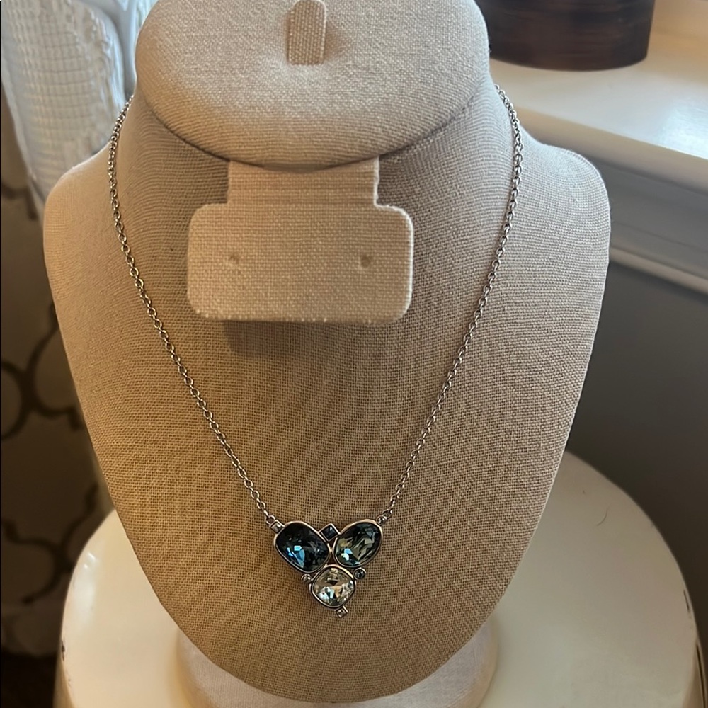 Touchstone Crystal Silver and Blue Necklace with Whimsical Pendant